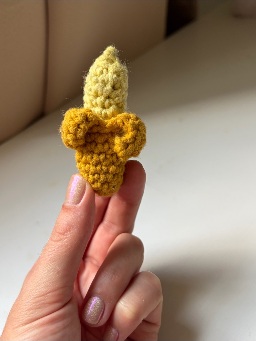 Handmade Crochet Amigurumi Banana Monkey Toy 3in
